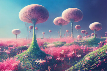 alien planet vegetation pastel colours, digital art - 532024975