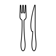 Fork and knife line icon. Traditional cutlery or kitchenware. Vector Illustration 