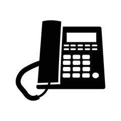 Electronics land line telephone icon | Black Vector illustration |