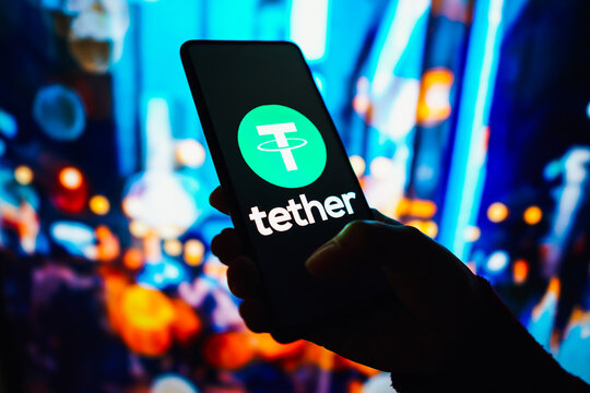 September 20, 2022, Brazil. In this photo illustration, the Tether logo seen displayed on a smartphone.