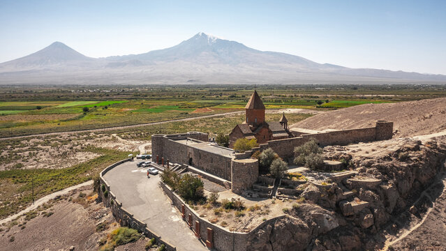 Aerial view of Khor Virap Monastery in Armenia