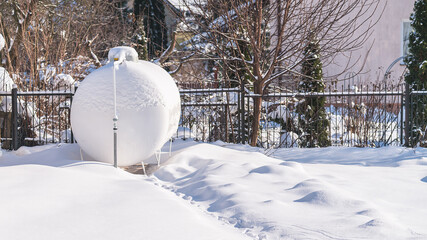 LPG  tank at the house in snowy winter.