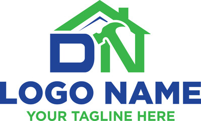 DN-letter-initial-letter-Construction-home-real-estate-building-property-monogram-logo-design