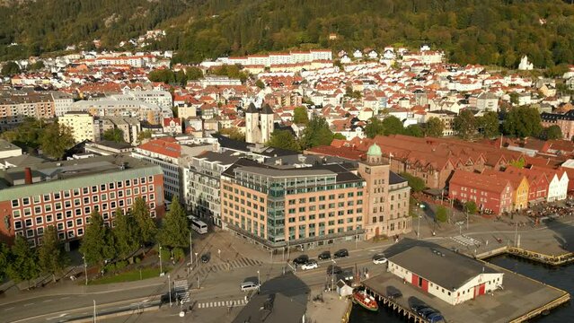 Aerial video Clarion Collection Hotel Havnekontoret Bergen Norway
