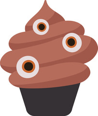 Halloween Cupcake with Orange Eyeballs Element
