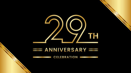 29th Anniversary Celebration with golden text, Golden anniversary vector template