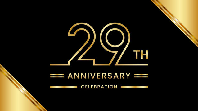 29th Anniversary Celebration with golden text, Golden anniversary vector template