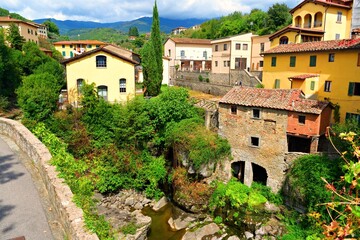 Fototapeta na wymiar landscape of Loro Ciuffenna, ancient village located in Valdarno, Arezzo in Tuscany Italy