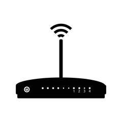 Networking wireless router device icon | Black Vector illustration |