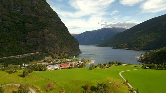 Aerial video port at Flam Norway
