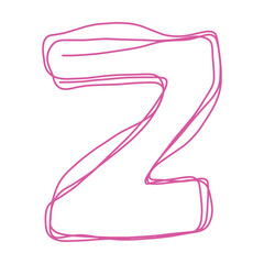 Alphabet Z letter hand drawn outline stroke drawing illustration element art for education