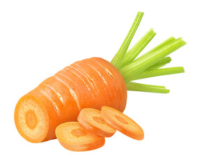 Slices carrot cut out - obrazy, fototapety, plakaty