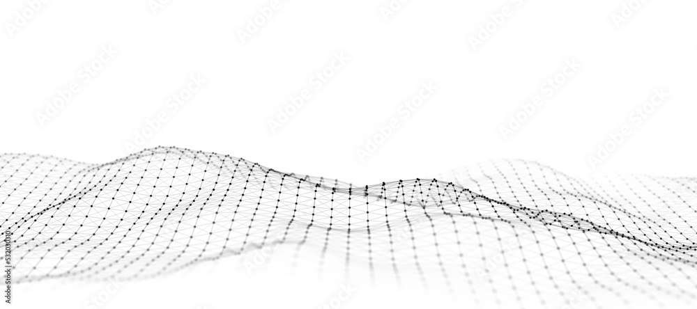 Fototapete Technology white wave. Big data visualization. Analytics representation. Digital background. 3d rendering.