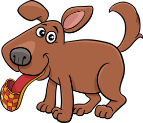 Obraz na płótnie Canvas cartoon brown dog comic animal character with slipper