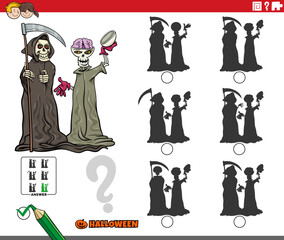 shadows game with cartoon grim reaper on Halloween
