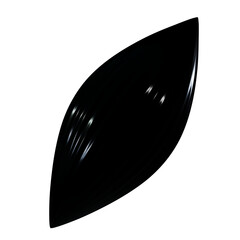 3d black almond shape glossy material png element.