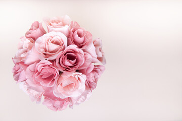 Romantic rose flower bouquet in ceramic vase