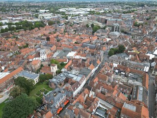 Fototapeta na wymiar aerial view of the medieval walled City of york, England 
