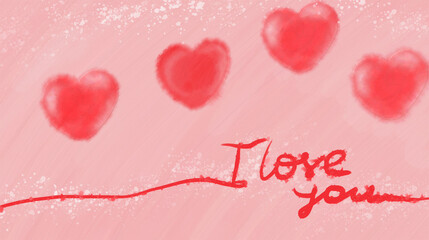 Red hearts in abstract style. I love you.