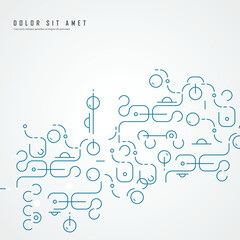 Circles and lines genetic, science, chemical carcass. Vector connection pattern. Social network design. Concept with rounded lines and dots