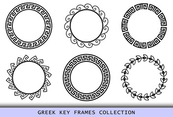 Ancient Greek black frames patterns, set of antique borders from Greece