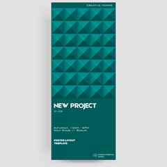 Minimalist style premium ticket layout. Tile geometric elements backdrop vertical ticket design.