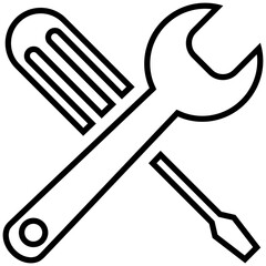Isolated icon of a screwdriver and wrench.  Concept of tools, home improvement and fixing problems