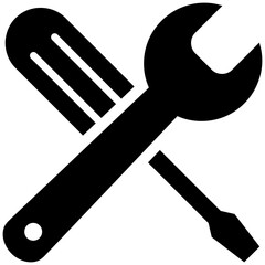 Isolated icon of a screwdriver and wrench.  Concept of tools, home improvement and fixing problems