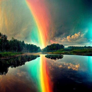 rainbow over the lake © rudy