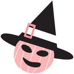Halloween illustration with pumpkin in a hat