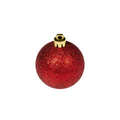 Christmas red bauble isolated on transparent background. Christmas decorations.