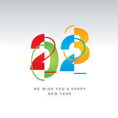 New Year 2023 modern abstract black light cut of design colorful typography logo sign icon isolated on white background