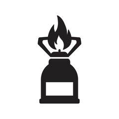Camping gas fire stove icon | Black Vector illustration |