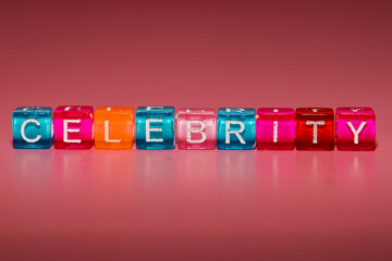 the word "celebrity" made up of cubes	