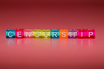 the word "censorship" made up of cubes	