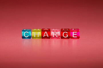 the word "charge" made up of cubes	