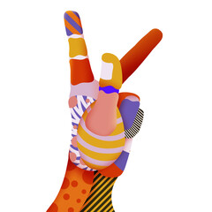 Hand Modern Design, Hand Urban T-shirt Design. Hand Face Edit. Funk Design Modern. peace sign design t-shit.