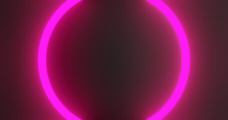 Render with neon pink circle on dark