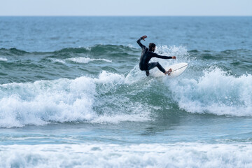 Surfer riding a wave