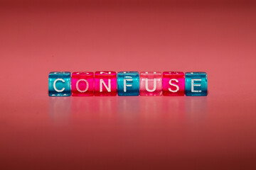 the word "confuse" made up of cubes