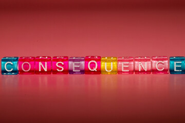 the word "consequence" made up of cubes