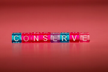 the word "conserve" made up of cubes