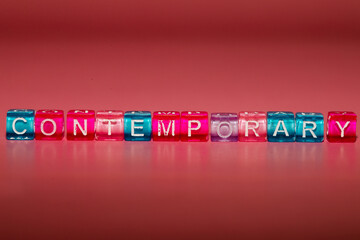 the word "contemporary" made up of cubes