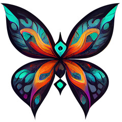 Obraz na płótnie Canvas Butterfly hand drawn Stylish decorative design elements tribal for tattoo or prints posters wall art vinyl decals, Vector 