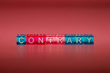 the word "contrary" made up of cubes