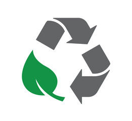 triangle recycle symbol with green leaf