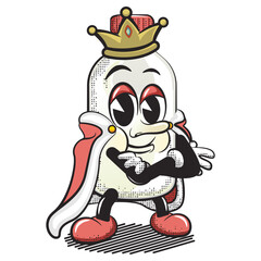 cartoon vector illustration of a character from a milk bottle becoming a king