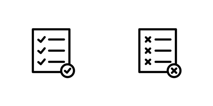Conjunto de icono de documento aprobado y cancelado. Concepto de verificaci&oacute;n de documento. Ilustraci&oacute;n vectorial