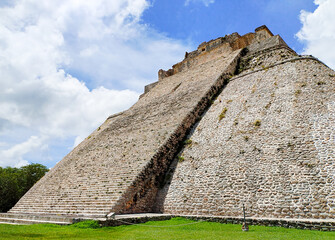 Uxmal, Mexico, Pyramid of the Magician,  archaeological site.