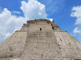Uxmal, Mexico, Pyramid of the Magician, Mayan archaeological site.